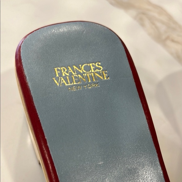 EUC Frances Valentine Red Leather Wooden Platform 2” heel Sandals - Picture 3 of 7